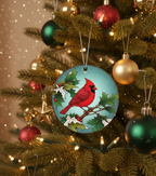 [2D FLAT ACRYLIC] Vintage Red Truck Christmas Ornament | Rustic Wood Slice Holiday Decor