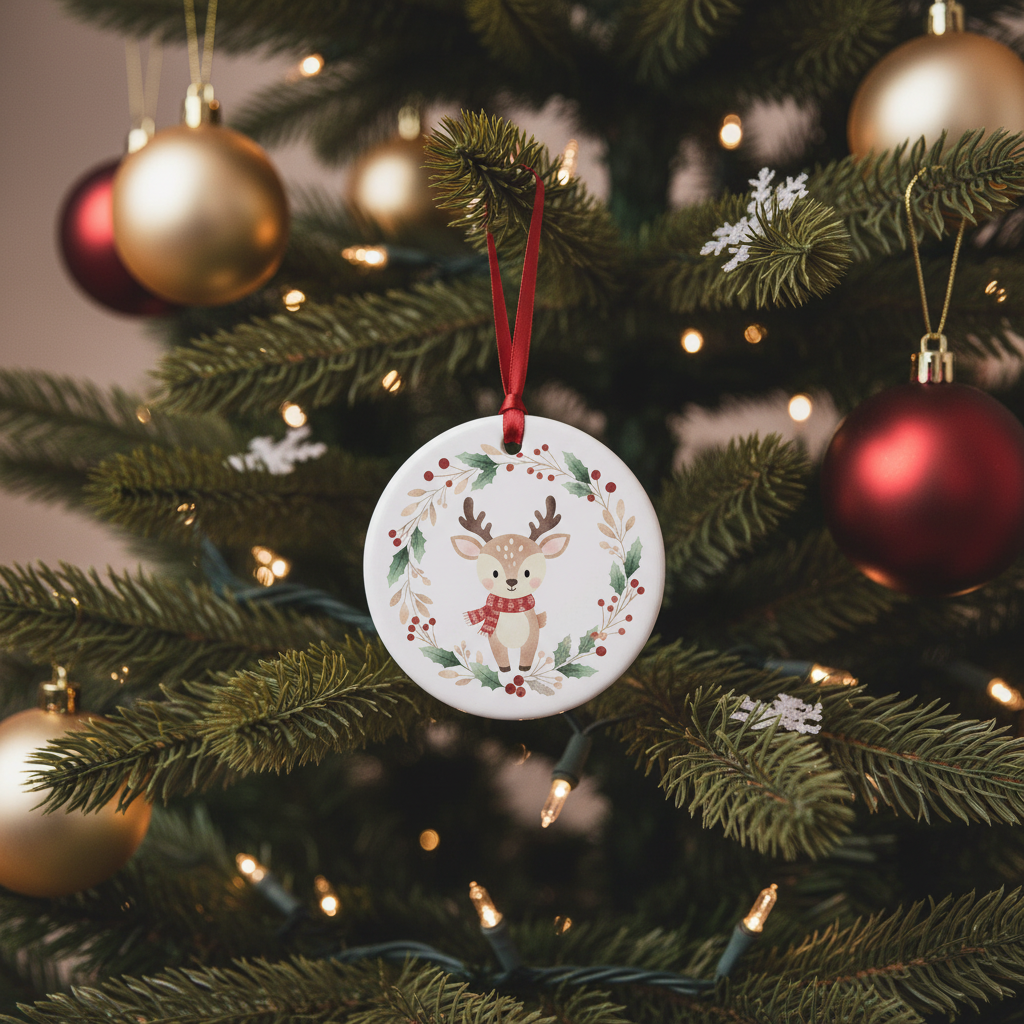 [2D FLAT ACRYLIC] Baby's First Christmas Ornament 2025 - Ceramic Keepsake Gift for Newborn Boy or Girl