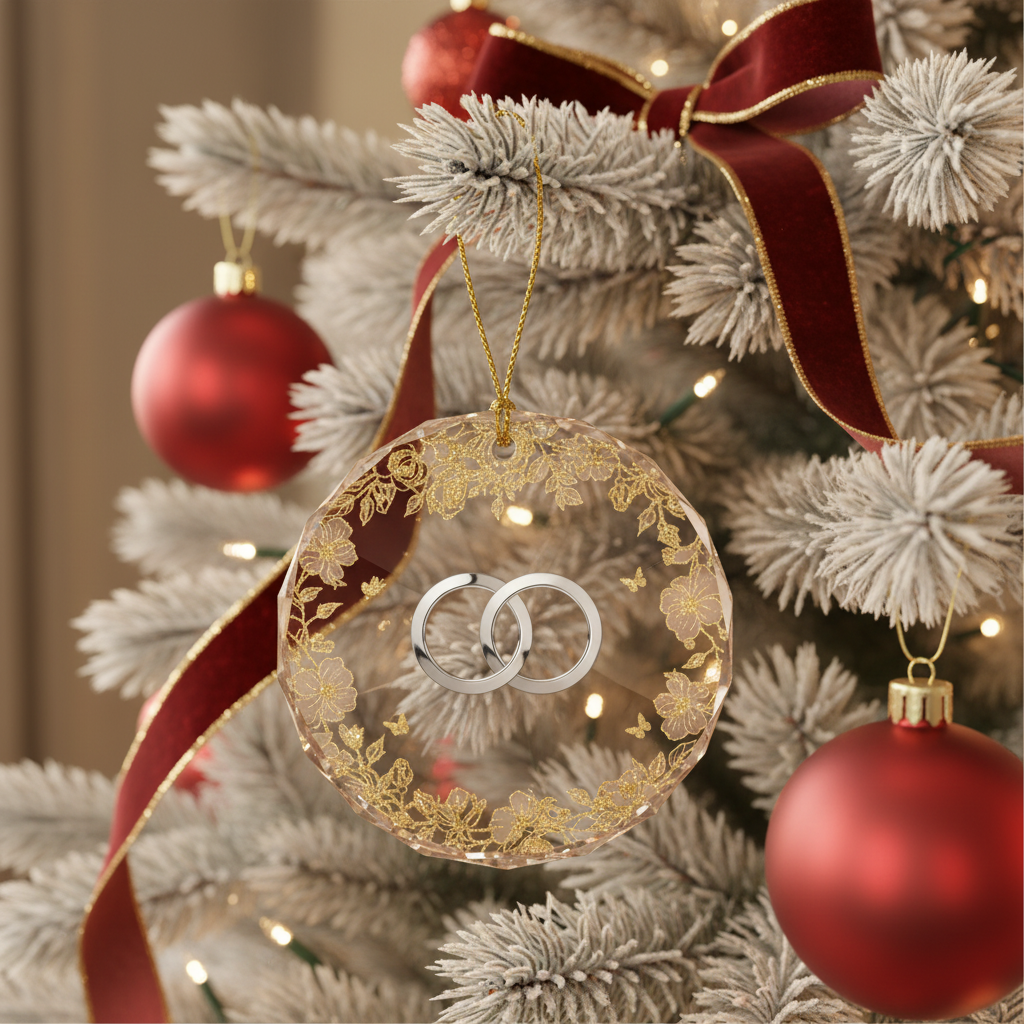 [2D FLAT ACRYLIC] 50th Wedding Anniversary Glass Ornament 2025 – Keepsake Gift for Couples