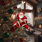 [2D FLAT ACRYLIC] Santa Rugby Christmas Ornament – Funny Holiday Gift for Sport Lovers