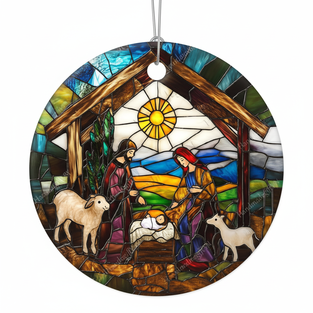 [2D FLAT ACRYLIC] Personalized Nativity Scene Christmas Ornament – Religious Holy Family Gift