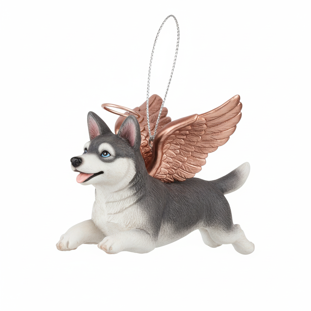 [2D FLAT ACRYLIC] Angel Siberian Husky Christmas Ornament | Memorial Dog Lover Holiday Decor