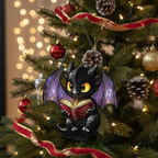 [2D FLAT ACRYLIC] Fantasy Dragon Reading Suncatcher Ornament – Unique Bookish Home Decor Gift
