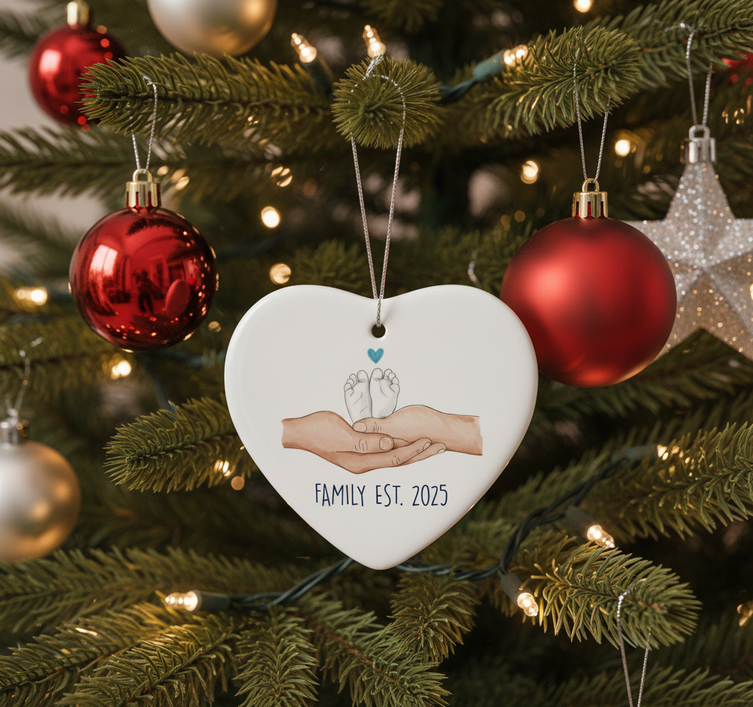 [2D FLAT ACRYLIC] Baby's First Christmas 2025 Ornament – Family of Three Keepsake Gift