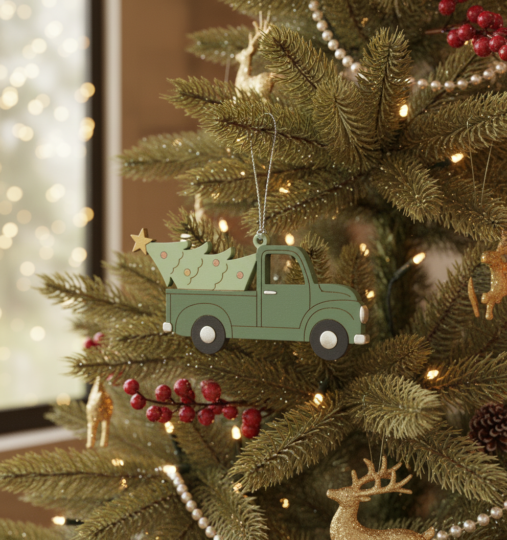 [2D FLAT ACRYLIC] Angel Wings Trucker Memorial Christmas Ornament | In Loving Memory Truck Driver Gift