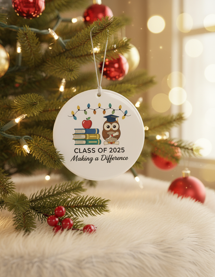 [2D FLAT ACRYLIC] First Year Teacher Ornament 2025 – Ceramic Keepsake Gift for New Teachers
