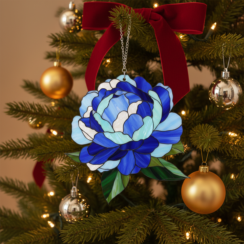 [2D FLAT ACRYLIC] Acrylic Peony Suncatcher Window Hanging – Floral Home Decor Gift for Mom