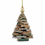 [2D FLAT ACRYLIC] Book Tree Christmas Ornament ( Acrylic) – 2025 Gift for Book Lovers