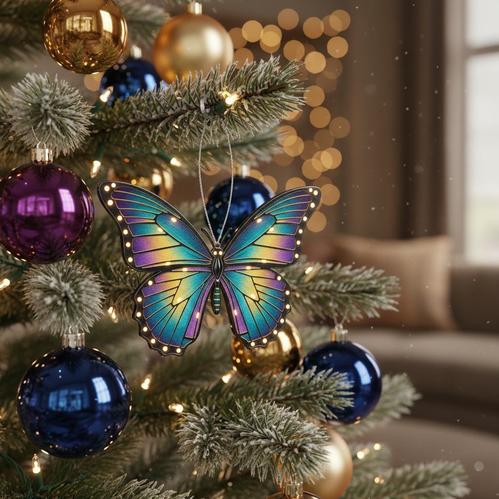 [2D FLAT ACRYLIC] Butterfly Ornament | 2D Flat Acrylic Ornament | Colorful Butterfly Christmas Decoration | Rainbow Wing Tree Ornament | Holiday Gift 2025