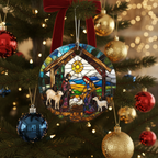 [2D FLAT ACRYLIC] Personalized Nativity Scene Christmas Ornament – Religious Holy Family Gift