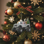 [2D FLAT ACRYLIC] God Bless Truckers Christmas Ornament | Religious Truck Driver Gift for Holiday Decor