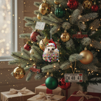 [2D FLAT ACRYLIC] Adorable Hedgehog Christmas Ornament – Festive Keepsake & Car Charm Gift