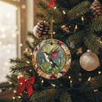 [2D FLAT ACRYLIC] Cute Hummingbird Ceramic Christmas Ornament – Double-Sided Bird Lover Gift