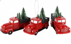 [2D FLAT ACRYLIC] Vintage Red Truck Christmas Ornaments (3-Pack) | Farmhouse Holiday Decor & Trucker Gift