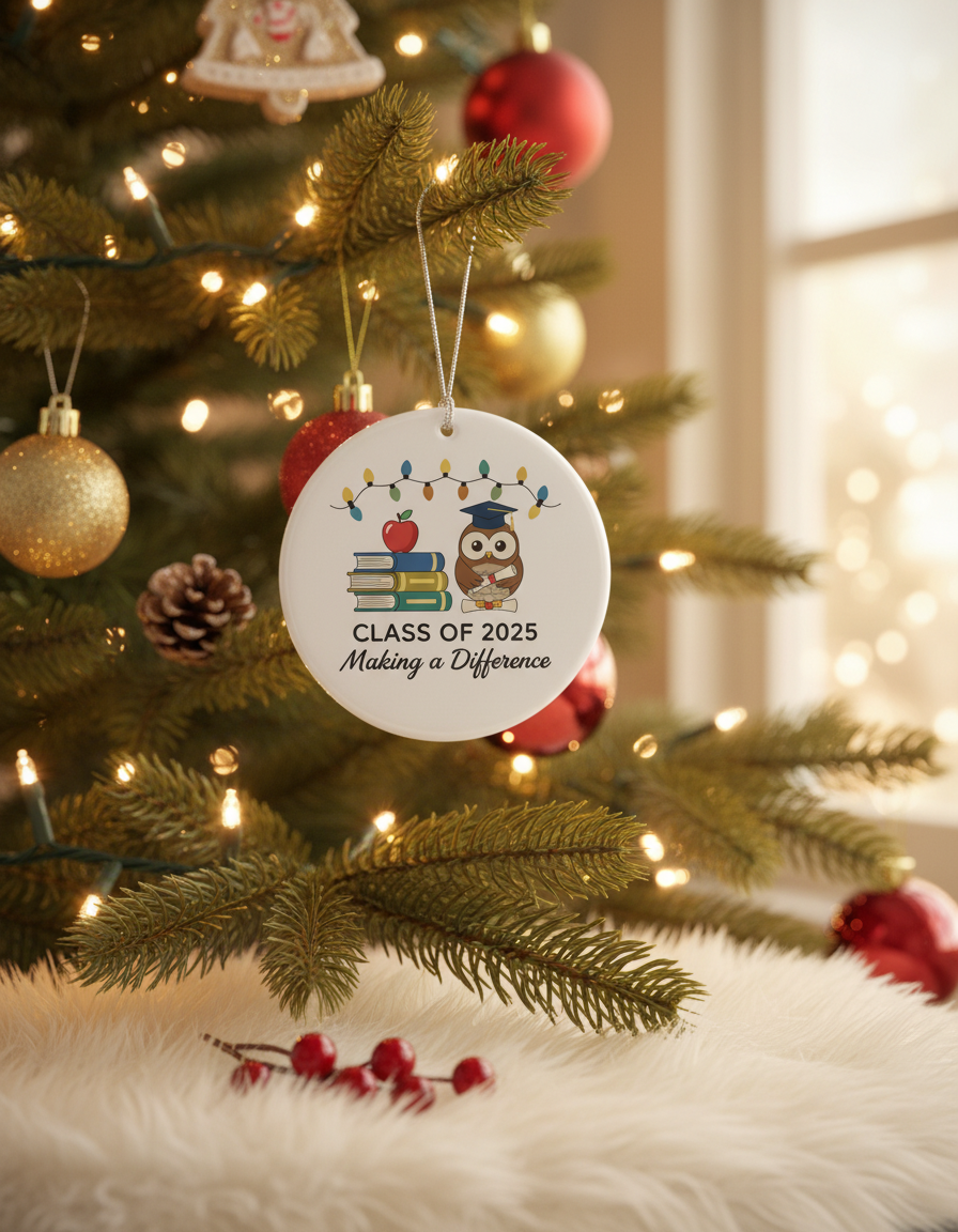 [2D FLAT ACRYLIC] First Year Teacher Ornament 2025 – Ceramic Keepsake Gift for New Teachers