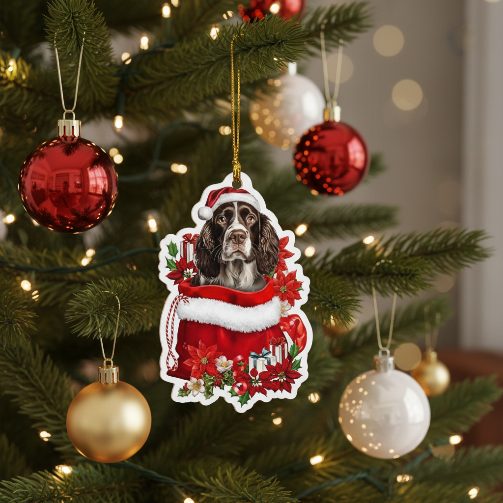 [2D FLAT ACRYLIC] English Springer Spaniel 2D Christmas Ornament – Holiday Keepsake & Car Charm