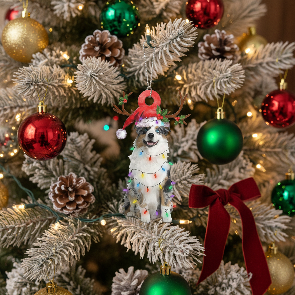 [2D FLAT ACRYLIC] Australian Shepherd Christmas Ornament – Festive Holiday Gift for Dog Lovers