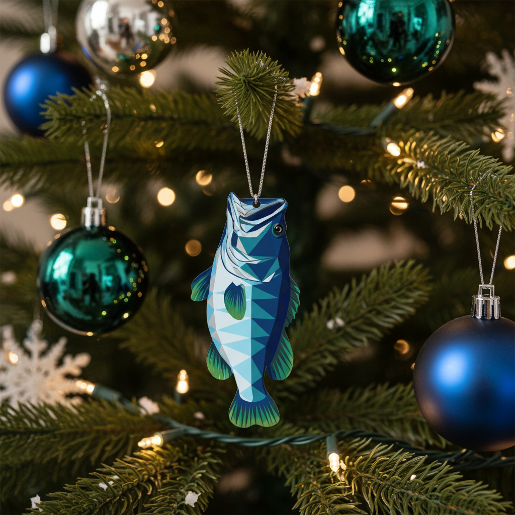 [2D FLAT ACRYLIC] Fisherman & Big Bass Fishing Ornament – Unique Gift for Anglers