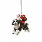 [2D FLAT ACRYLIC] Hilarious Bernedoodle Santa Christmas Ornament 2025 – Unique Gift for Dog Lovers