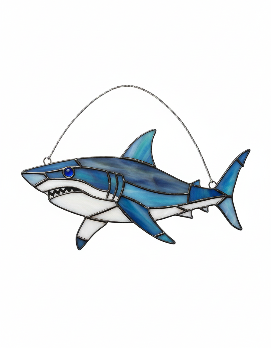 [2D FLAT ACRYLIC] Shark Suncatcher Window Hanging – Unique Gift for Shark Lovers