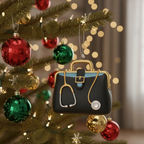 [2D FLAT ACRYLIC] Doctor's Bag Glass Christmas Ornament – Handcrafted Gift for Medical Professionals
