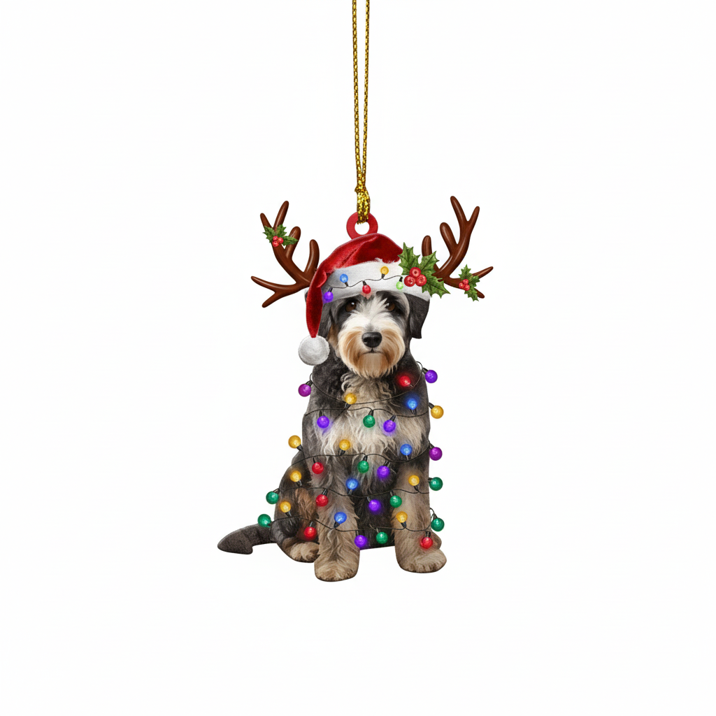 [2D FLAT ACRYLIC] Charming Aussiedoodle Christmas Ornament – Festive Dog Lover Keepsake Gift