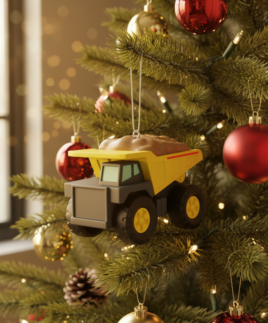 [2D FLAT ACRYLIC] Red Truck Christmas Ornament with Tree | Vintage Trucker Gift for Holiday Decor