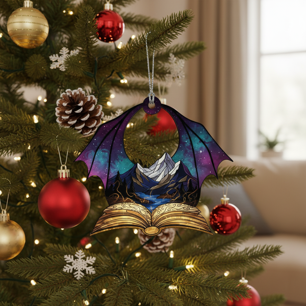 [2D FLAT ACRYLIC] Book Lovers Ceramic Christmas Ornament – Keepsake Gift for Readers & Librarians