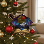 [2D FLAT ACRYLIC] Book Lovers Ceramic Christmas Ornament – Keepsake Gift for Readers & Librarians