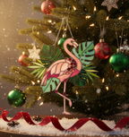 [2D FLAT ACRYLIC] Whimsical Flamingo Suncatcher Ornament – Tropical Christmas Decor Gift