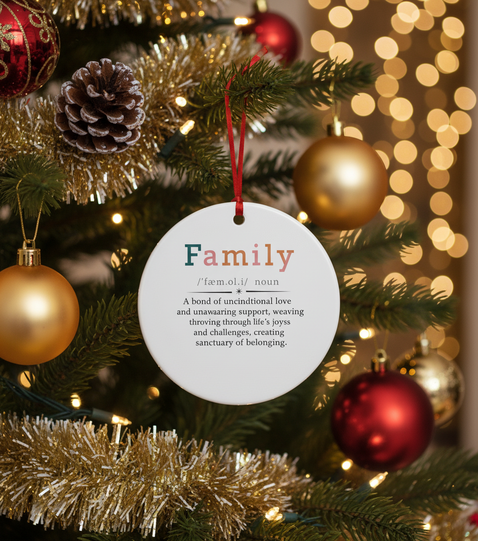 [2D FLAT ACRYLIC] Cherished Family Christmas Ornament 2025 | Ceramic Keepsake Tree Decoration