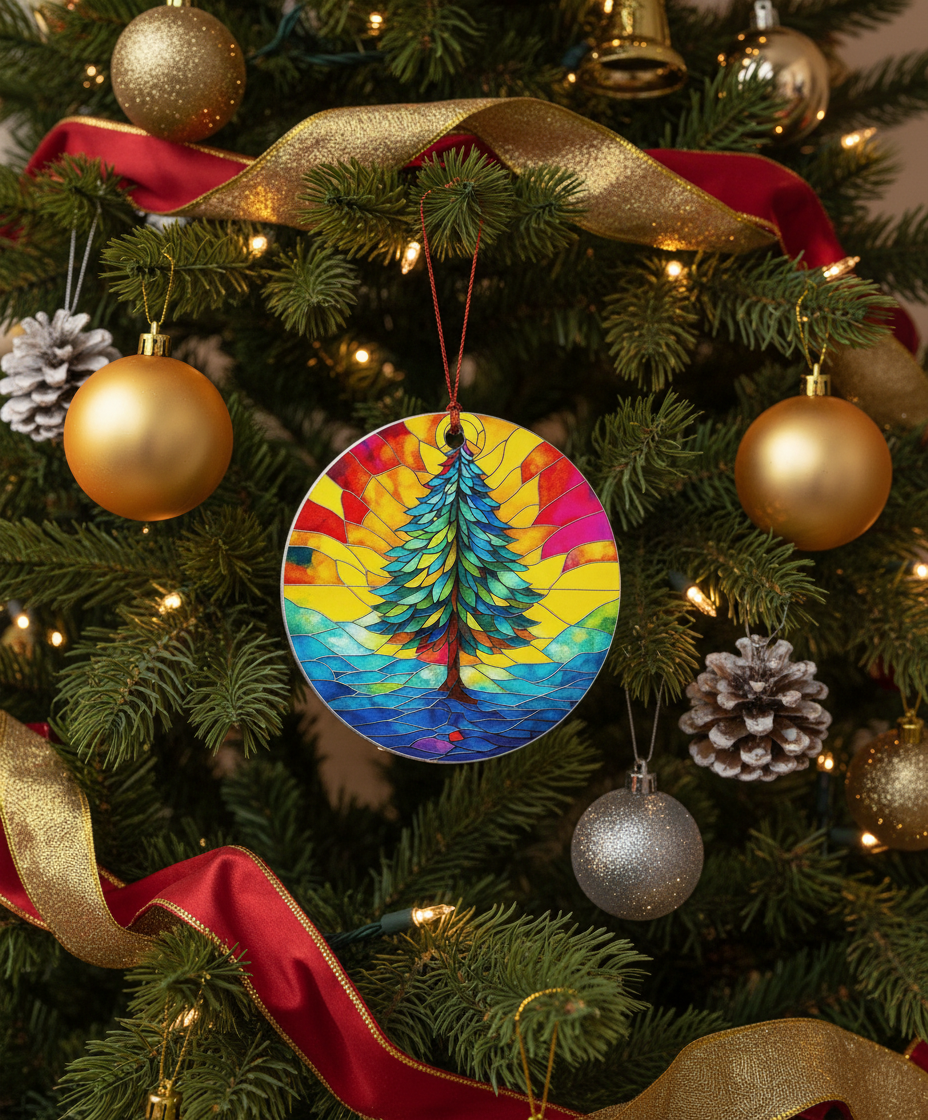 [2D FLAT ACRYLIC] Rainbow Tree Suncatcher Ornament 2025 – Colorful Christmas Keepsake Gift