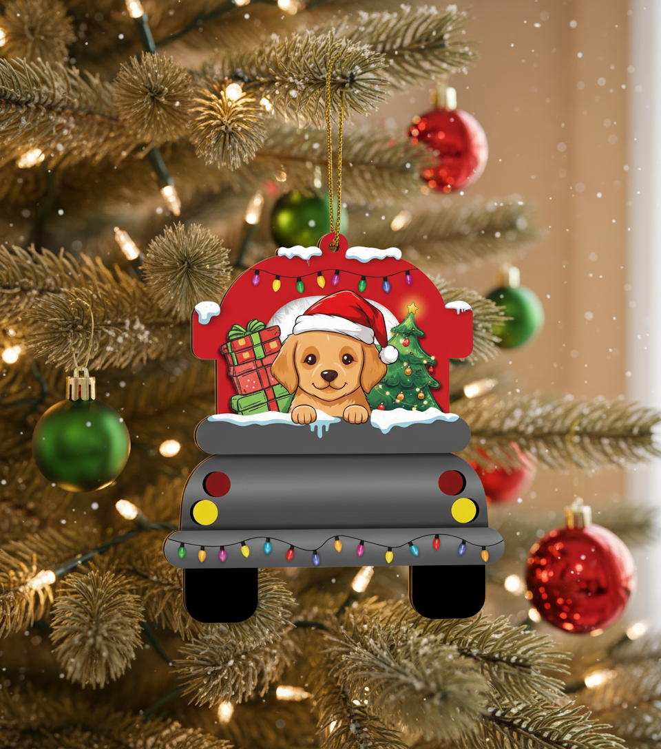 [2D FLAT ACRYLIC] Charming Pitbull Dog Christmas Ornament | Holiday Keepsake & Dog Lover Gift