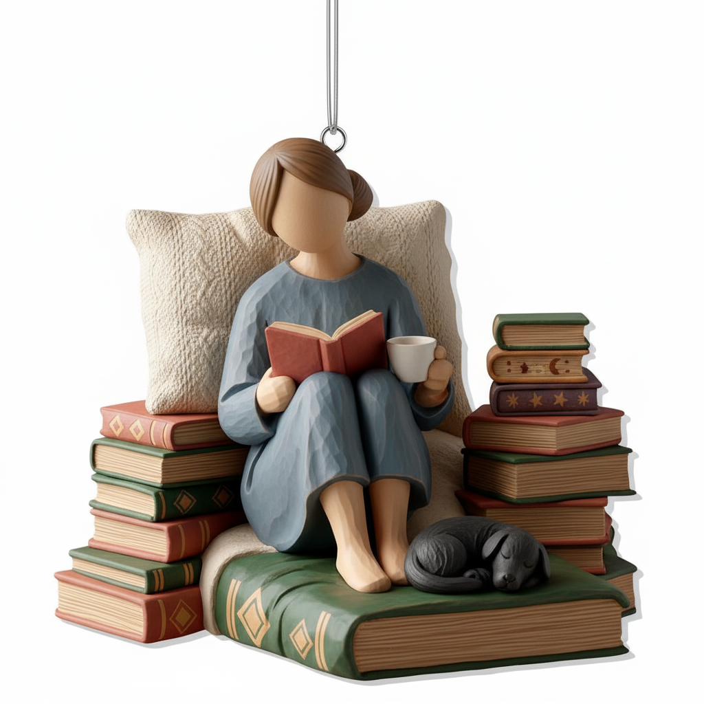 [2D FLAT ACRYLIC] Life is Better With Cats and Books Ornament – Christmas Gift for Book Lovers