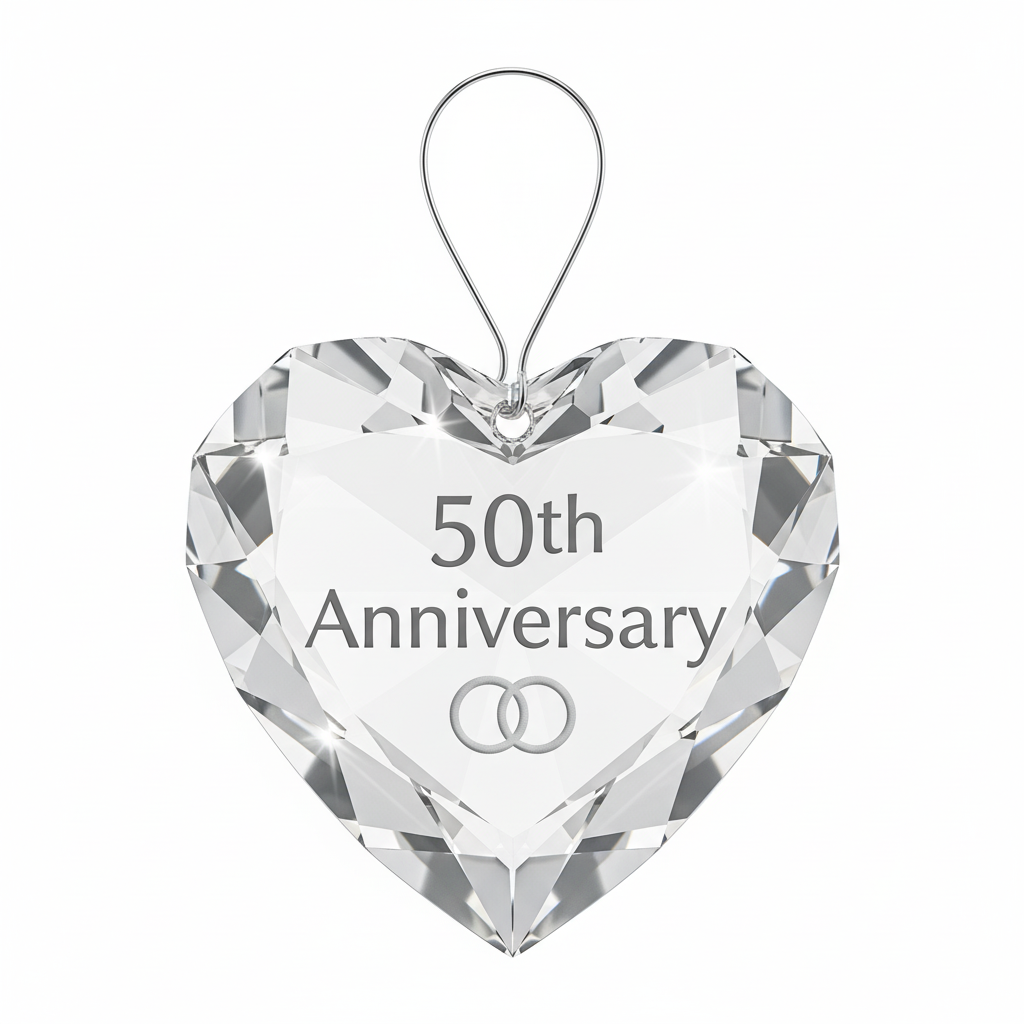 [2D FLAT ACRYLIC] 50th Golden Anniversary Glass Ornament 2025 – Keepsake Gift for Couples