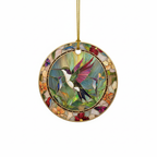 [2D FLAT ACRYLIC] Cute Hummingbird Ceramic Christmas Ornament – Double-Sided Bird Lover Gift