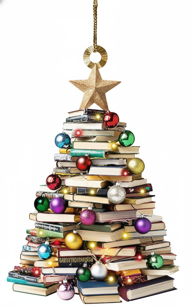 [2D FLAT ACRYLIC] Book Tree Christmas Ornament – Decoration for Book Lovers