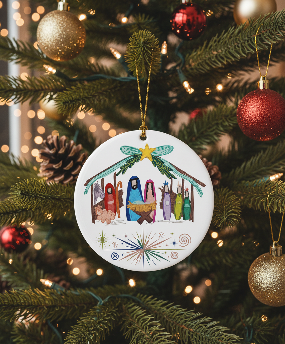 [2D FLAT ACRYLIC] Holy Family Nativity Ornament 2025 – Christian Christmas Keepsake Gift