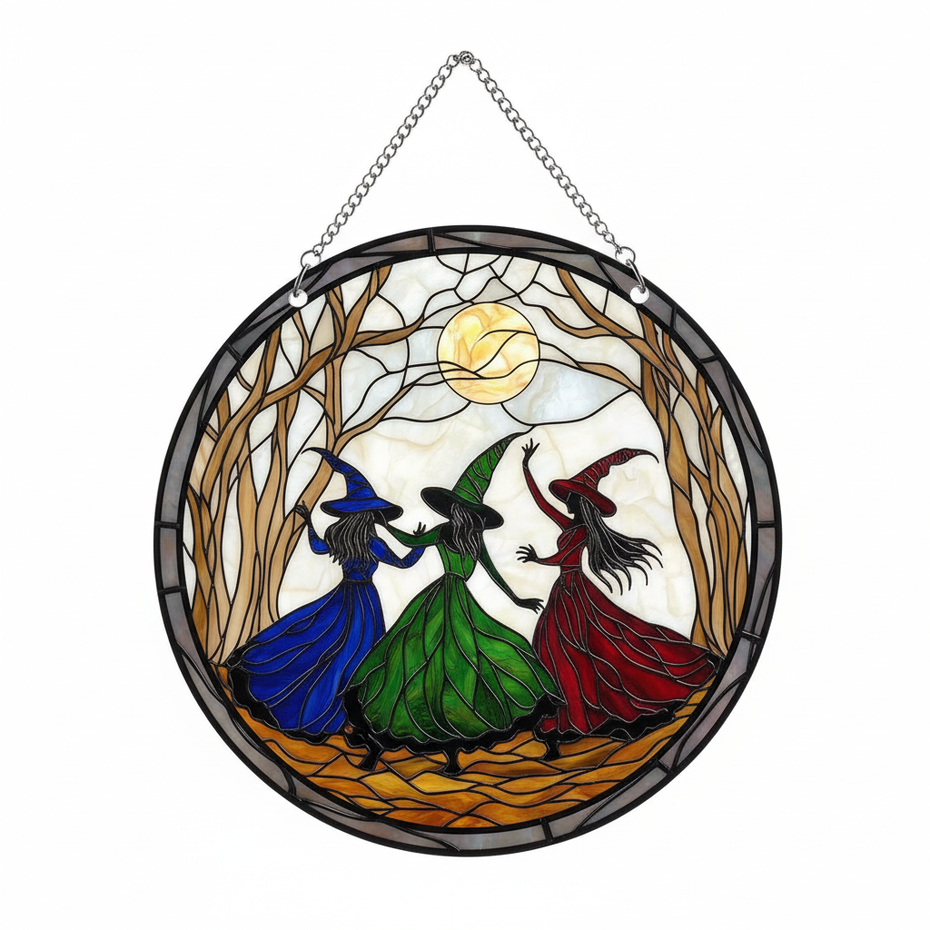 [2D FLAT ACRYLIC] Girls Will Be Girls Witch Suncatcher – Feminist Acrylic Wall & Window Art Decor