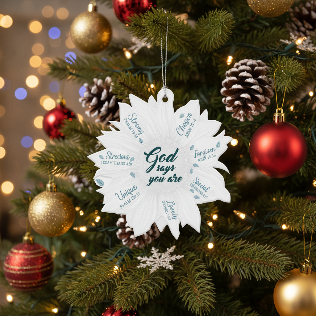 [2D FLAT ACRYLIC] Sunflower Christian Ornament – 'God Says You Are Unique' Faith Keepsake