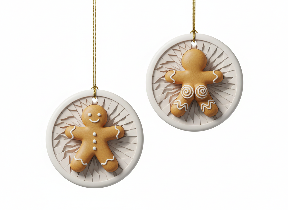 [2D FLAT ACRYLIC] 2025 Gingerbread Man Christmas Ornament – Double-Sided Ceramic Holiday Keepsake