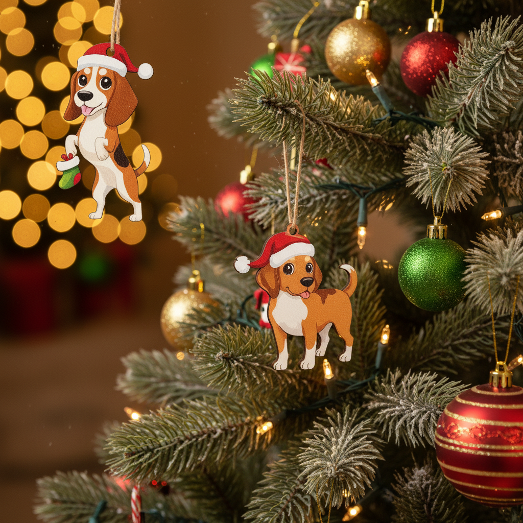 [2D FLAT ACRYLIC] Dog Christmas Ornament | Cute Holiday Decor & Dog Lover Gift