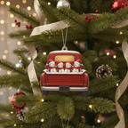 [2D FLAT ACRYLIC] Personalized Christmas Truck Ornament with Dog | Custom Holiday Decor & Trucker Gift