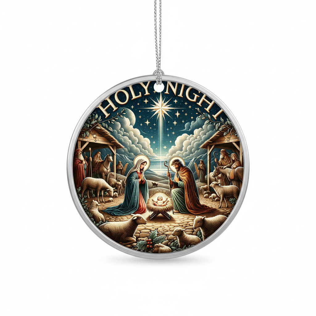 [2D FLAT ACRYLIC] Holy Family Nativity Christmas Ornament PNG - Instant Digital Download for Sublimation & Holiday Decor