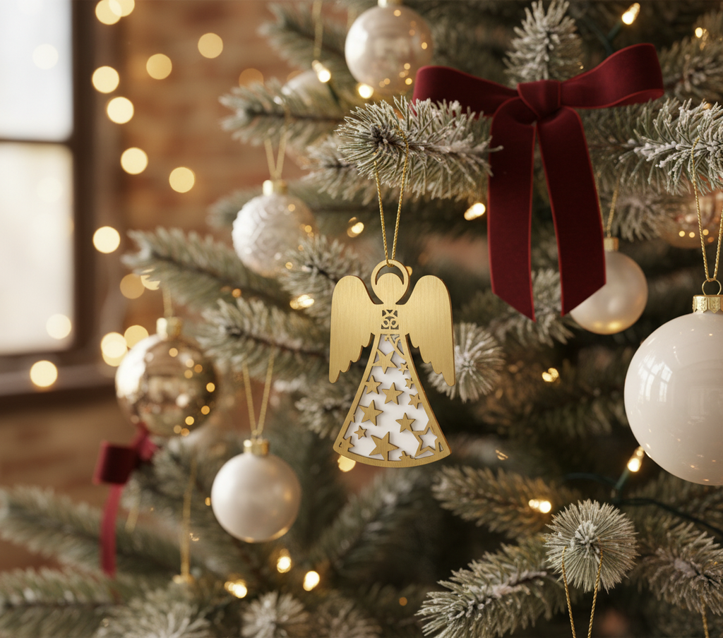 [2D FLAT ACRYLIC] Christmas Angel Ornament & Tree Topper Bundle