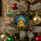 [2D FLAT ACRYLIC] Stained Glass Christmas Tree Suncatcher – Festive Holiday Window Decor Gift