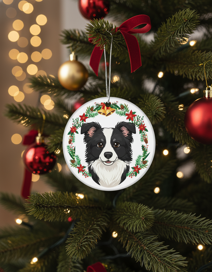 [2D FLAT ACRYLIC] Border Collie Christmas Ornament | Keepsake Gift for Dog Lovers