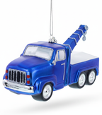 [2D FLAT ACRYLIC] Blown Glass Tow Truck Christmas Ornament | Unique Trucker Gift & Holiday Decor