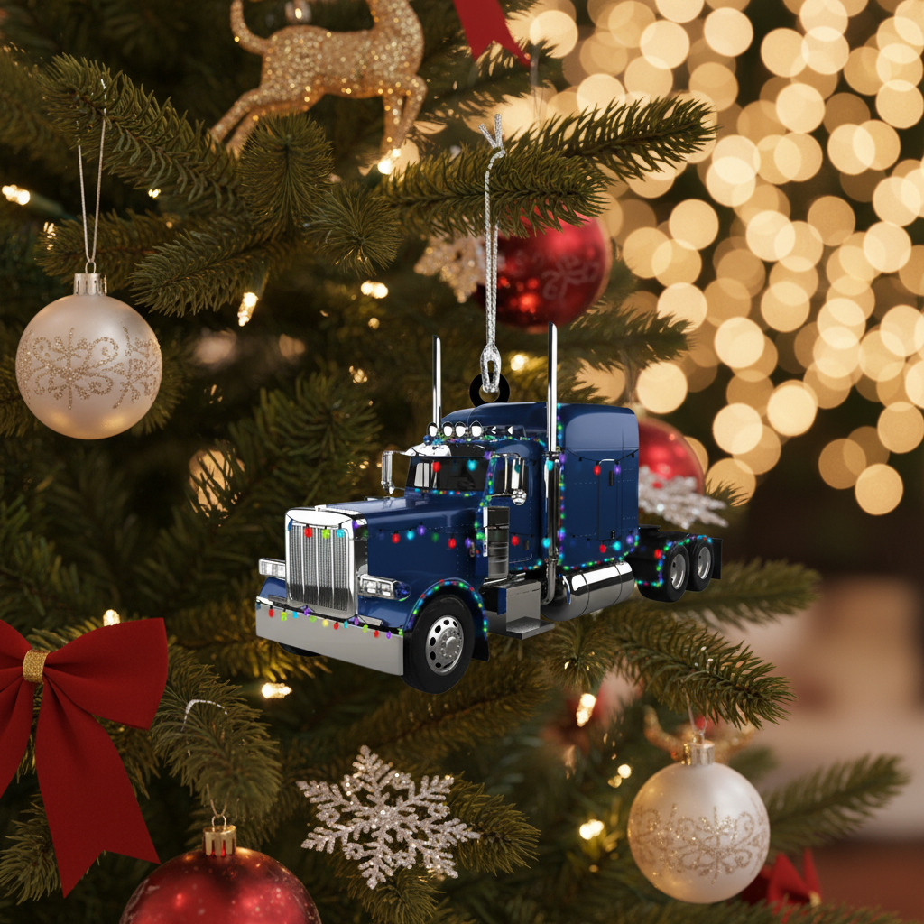 [2D FLAT ACRYLIC] Personalized Trucker Christmas Ornament | Custom Semi Truck Driver Gift