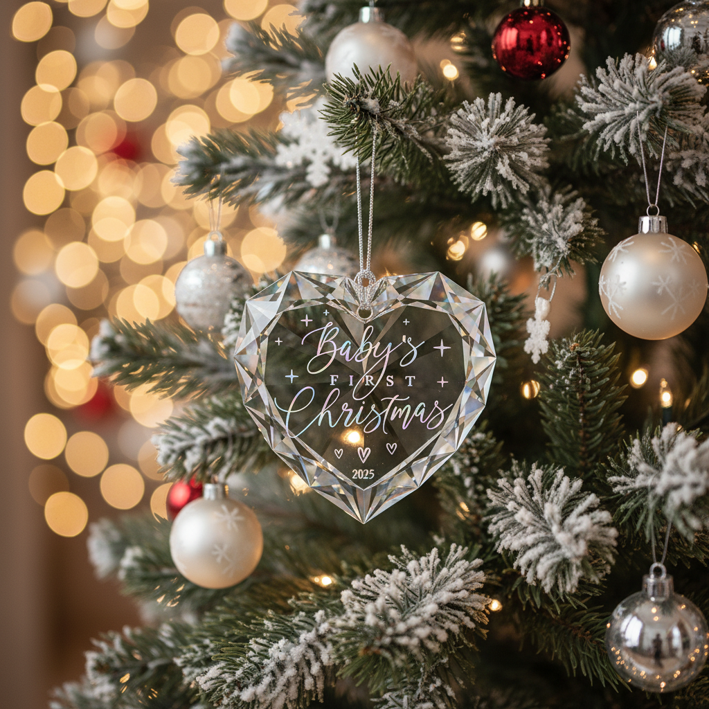 [2D FLAT ACRYLIC] Baby's First Christmas Ornament 2025 – Keepsake Newborn Gift for Boy or Girl